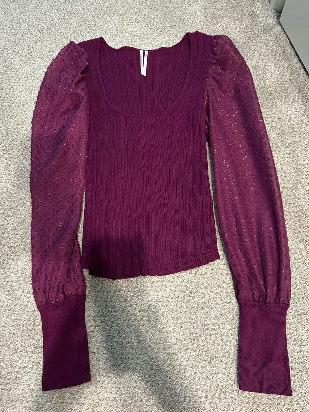 Anthropologie Like New Women’s Medium  Plum Ribbed Scoop Neck Top